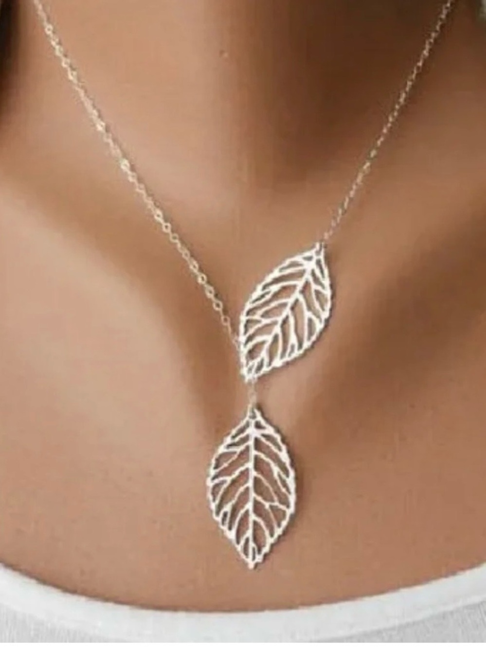 Silver Maple Leaf Necklace 18" Autumn Design